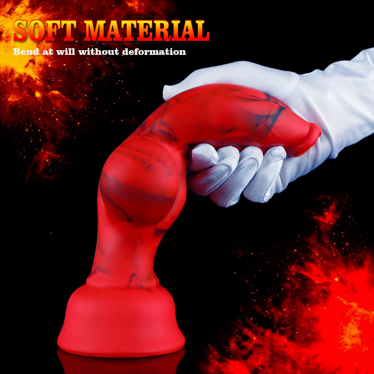 Gode Loup Fantasy Rouge avec Nœud en Silicone Souple
