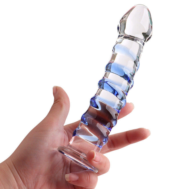 Plug Anal en Verre Bleu Texturé 17,8 cm