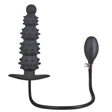 Noir Silicone Chapelet Plug Anal Gonflable