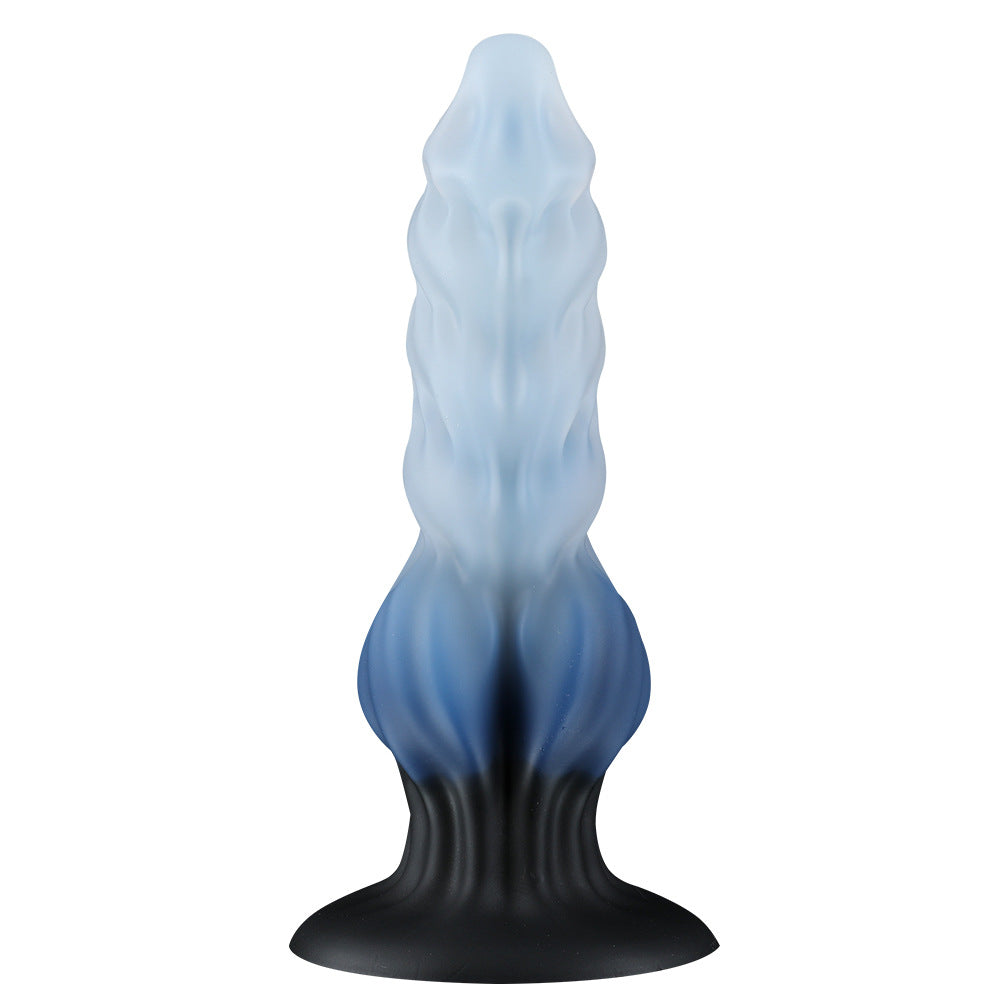 Gode Chien Fantasy Nervuré en Silicone avec Nœud 22 cm