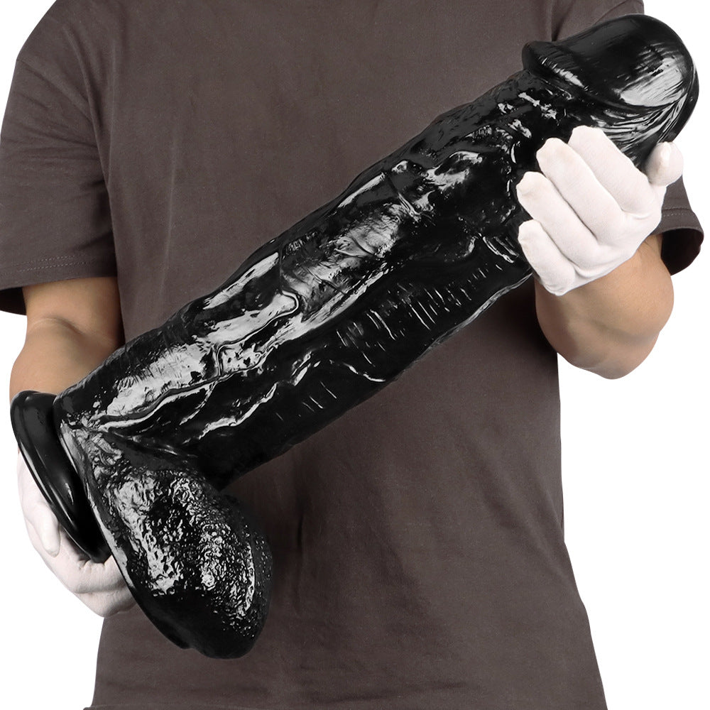 Gode Géant XXL Noir Réaliste Épais 46 cm