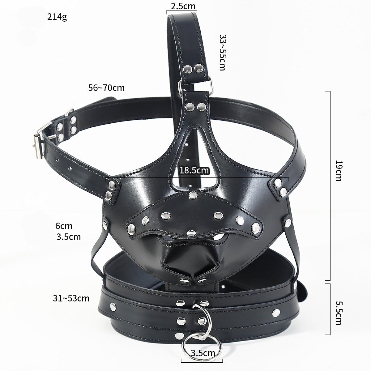 Masque BDSM Bâillon Gode Bondage Noir