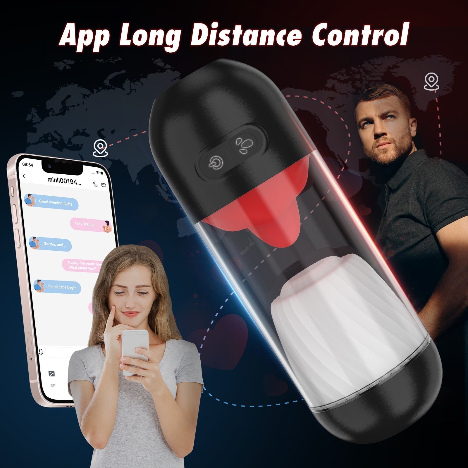 Masturbateur Homme Transparent Connecté avec Langue Lécheuse