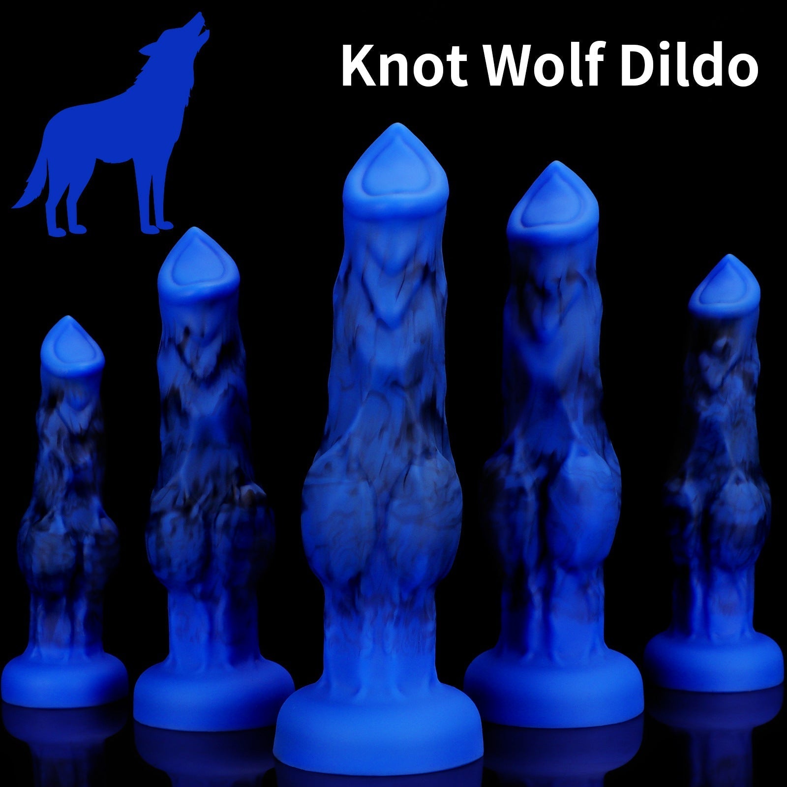 Bleu Loup Nœud Silicone Gode Fantasy