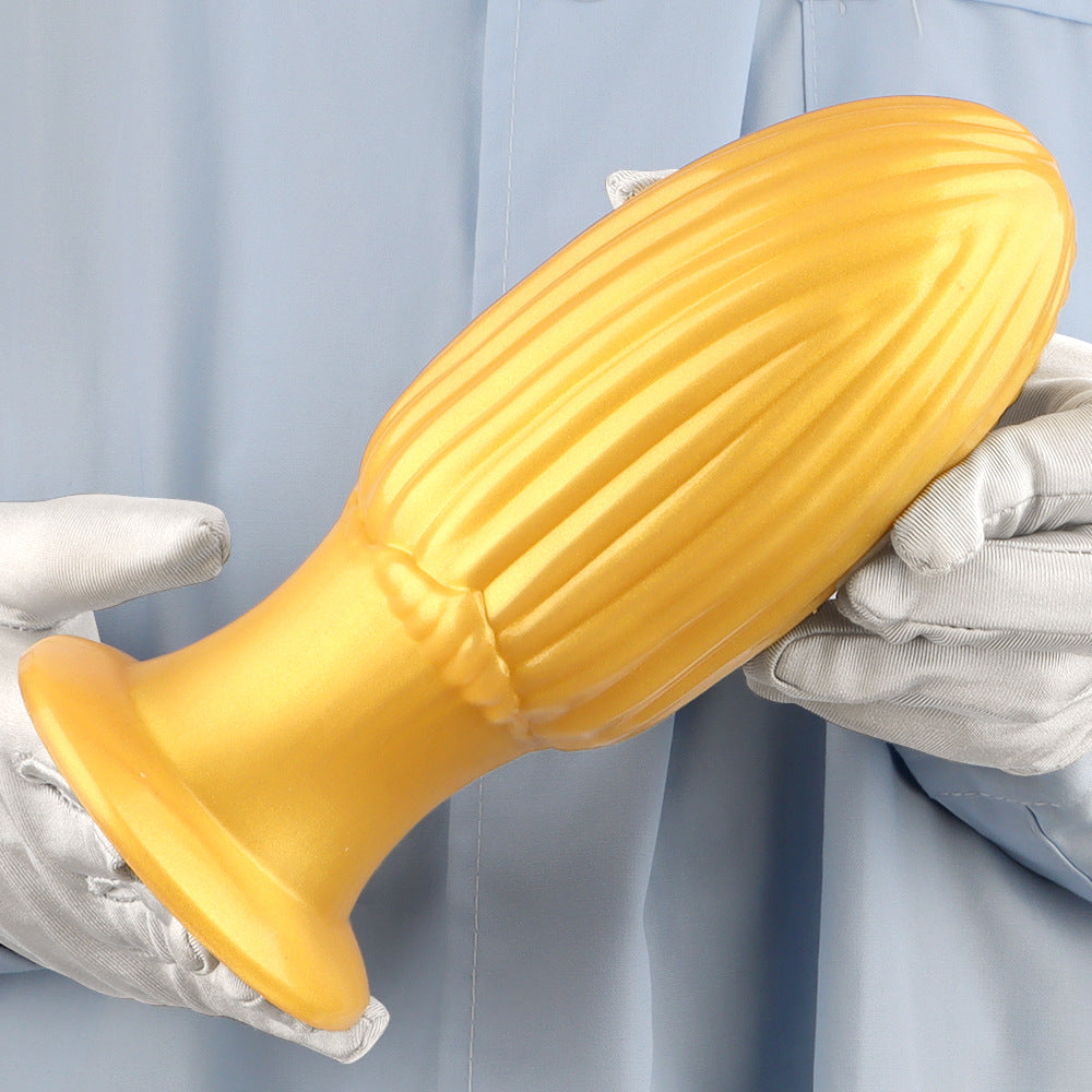 20,5 Cm Gros Plug Anal Maïs En Silicone Doré