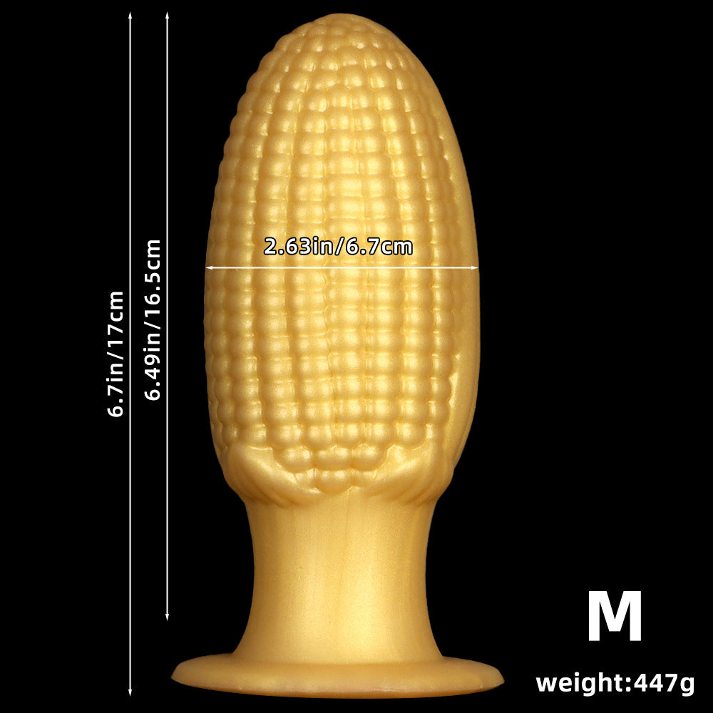 20,5 Cm Gros Plug Anal Maïs En Silicone Doré