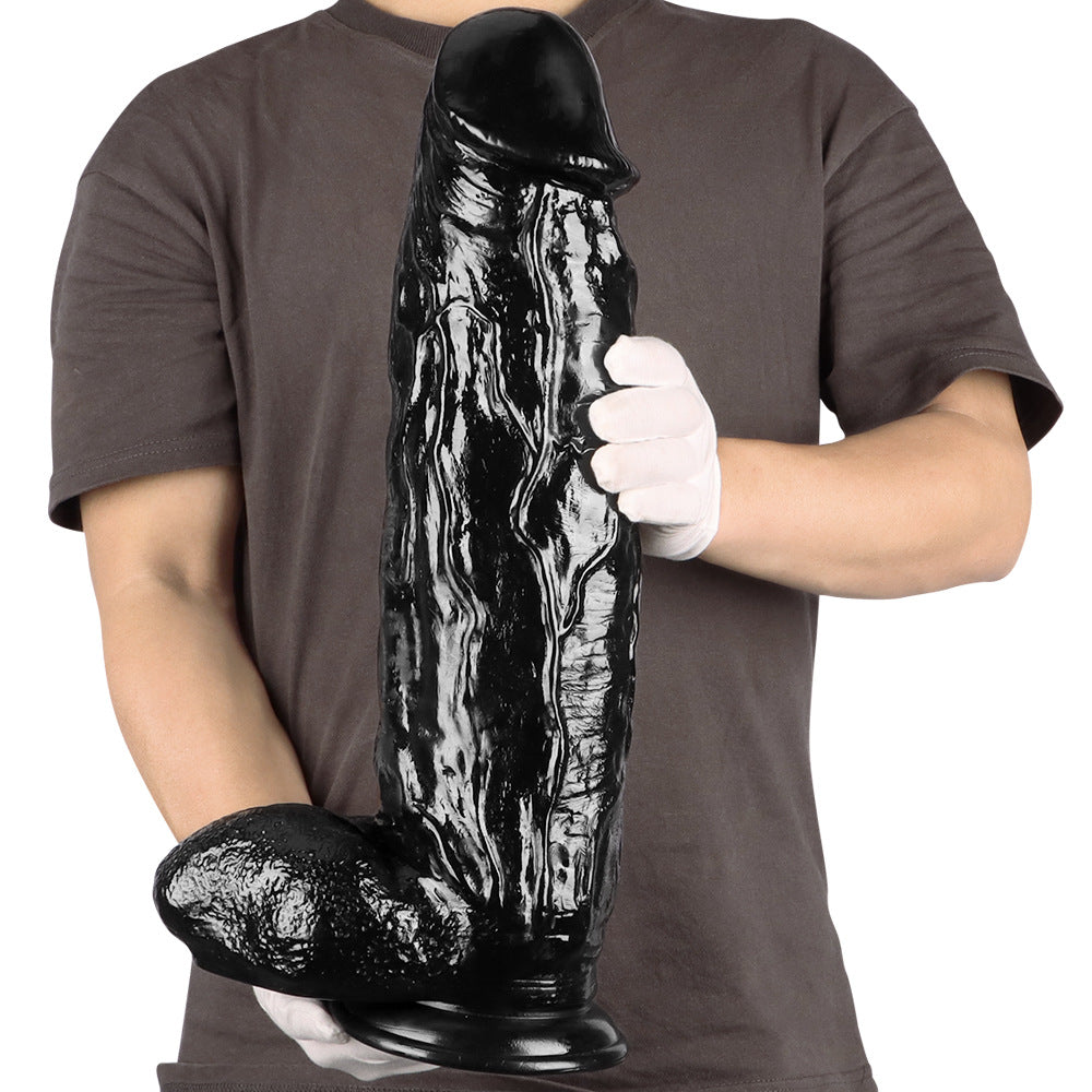 Gode Géant XXL Noir Réaliste Épais 46 cm