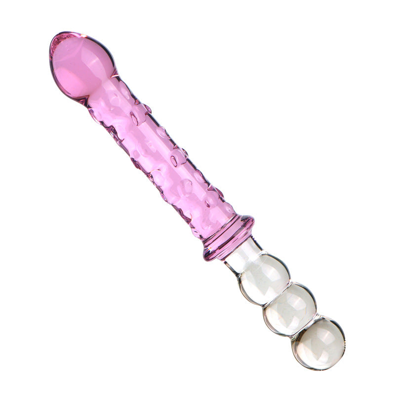Double Gode en Verre Texturé Perlé 23 cm