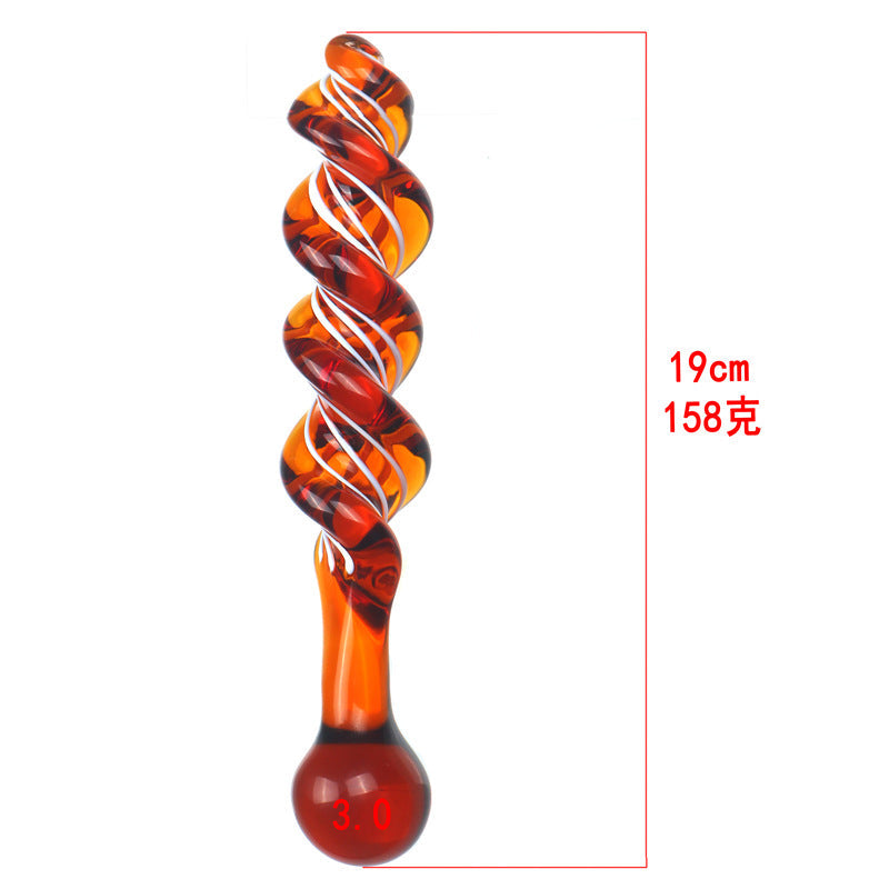 Gode en Verre Point G Spirale Texturé avec Poignée