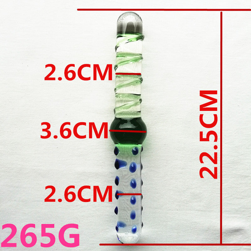 Gode Double Tete En Verre Texturé Vert Transparent