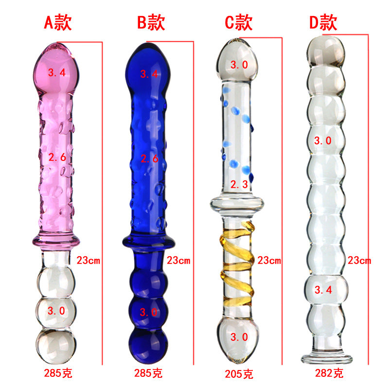 Double Gode en Verre Texturé Perlé 23 cm