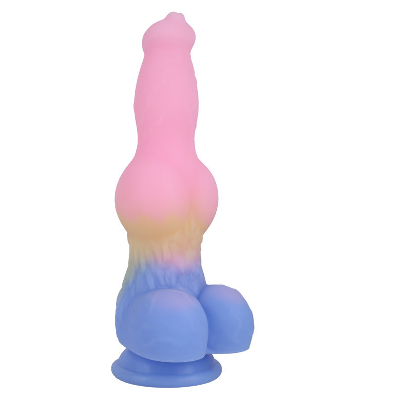 Rose Silicone Ventouse Fantasy Chien Nœud Gode