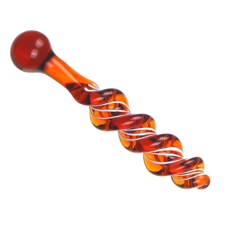 Gode en Verre Point G Spirale Texturé avec Poignée