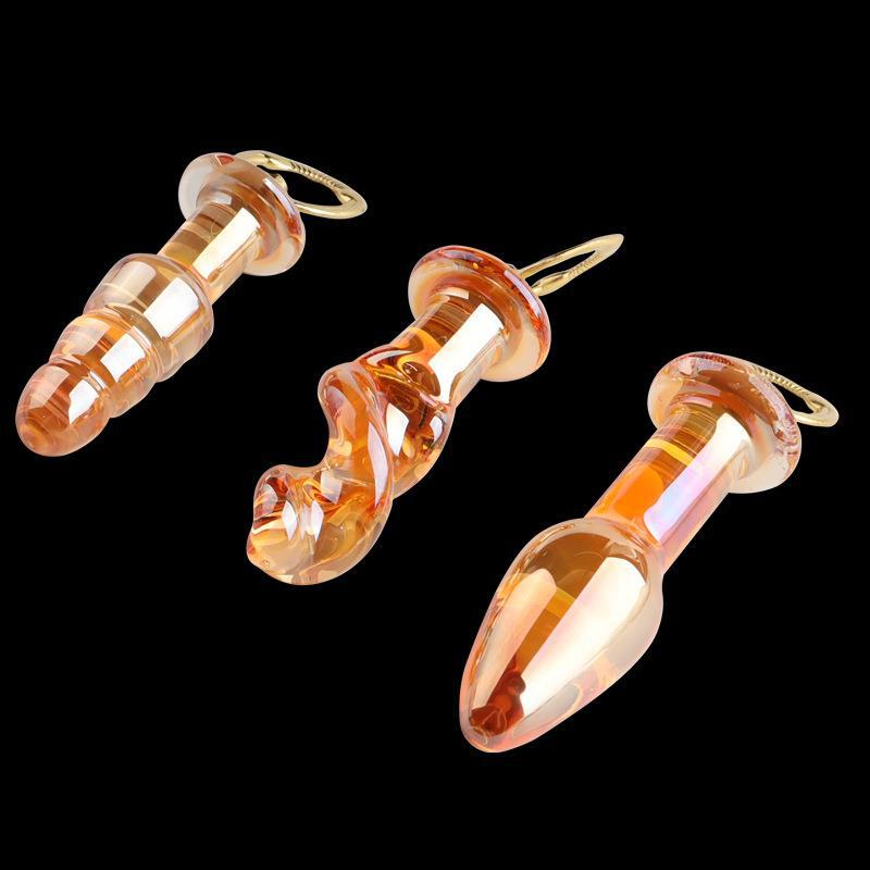 Kit Plug Anal en Verre Doré pour Débutants