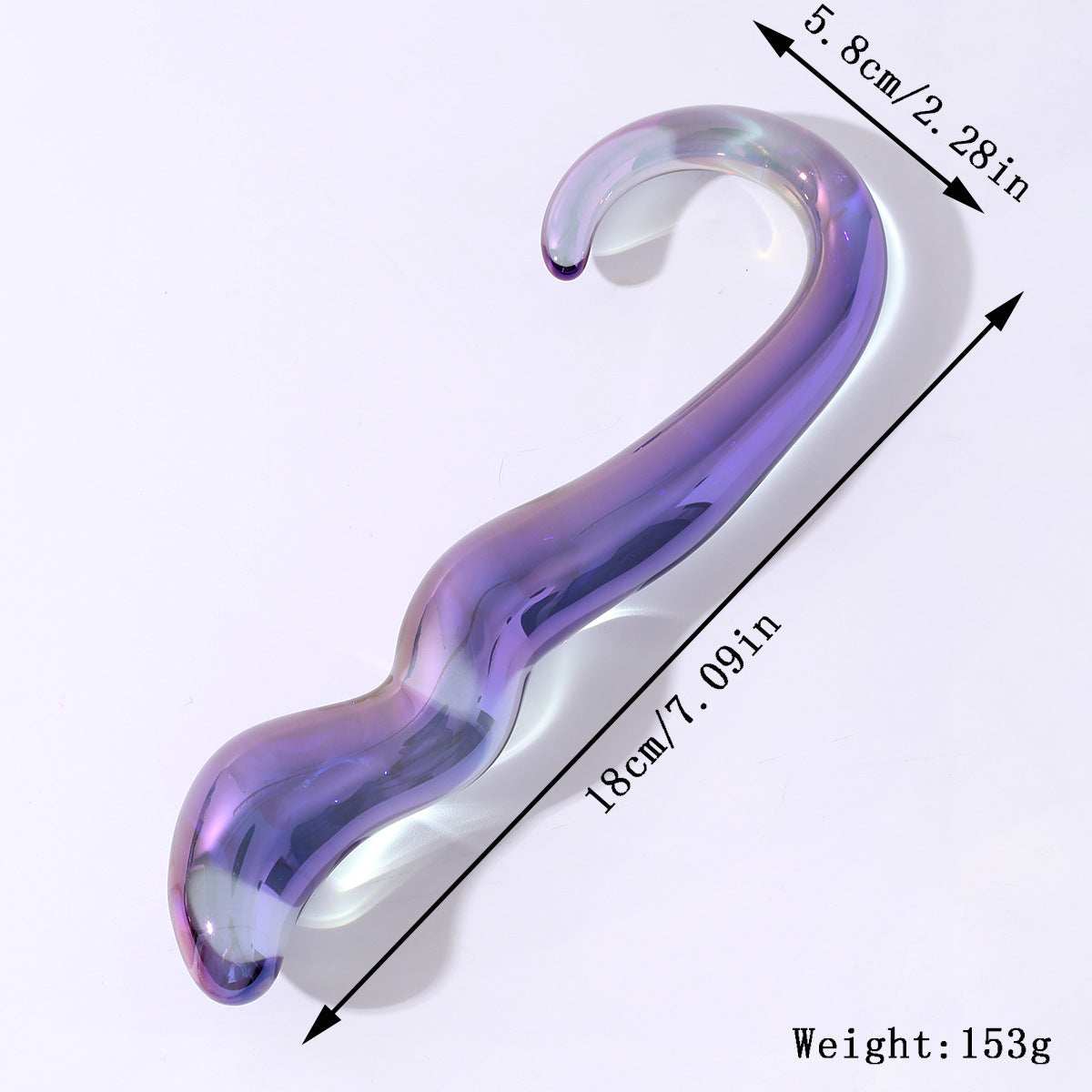 Gode en Verre Point G Violet Courbé 18 cm
