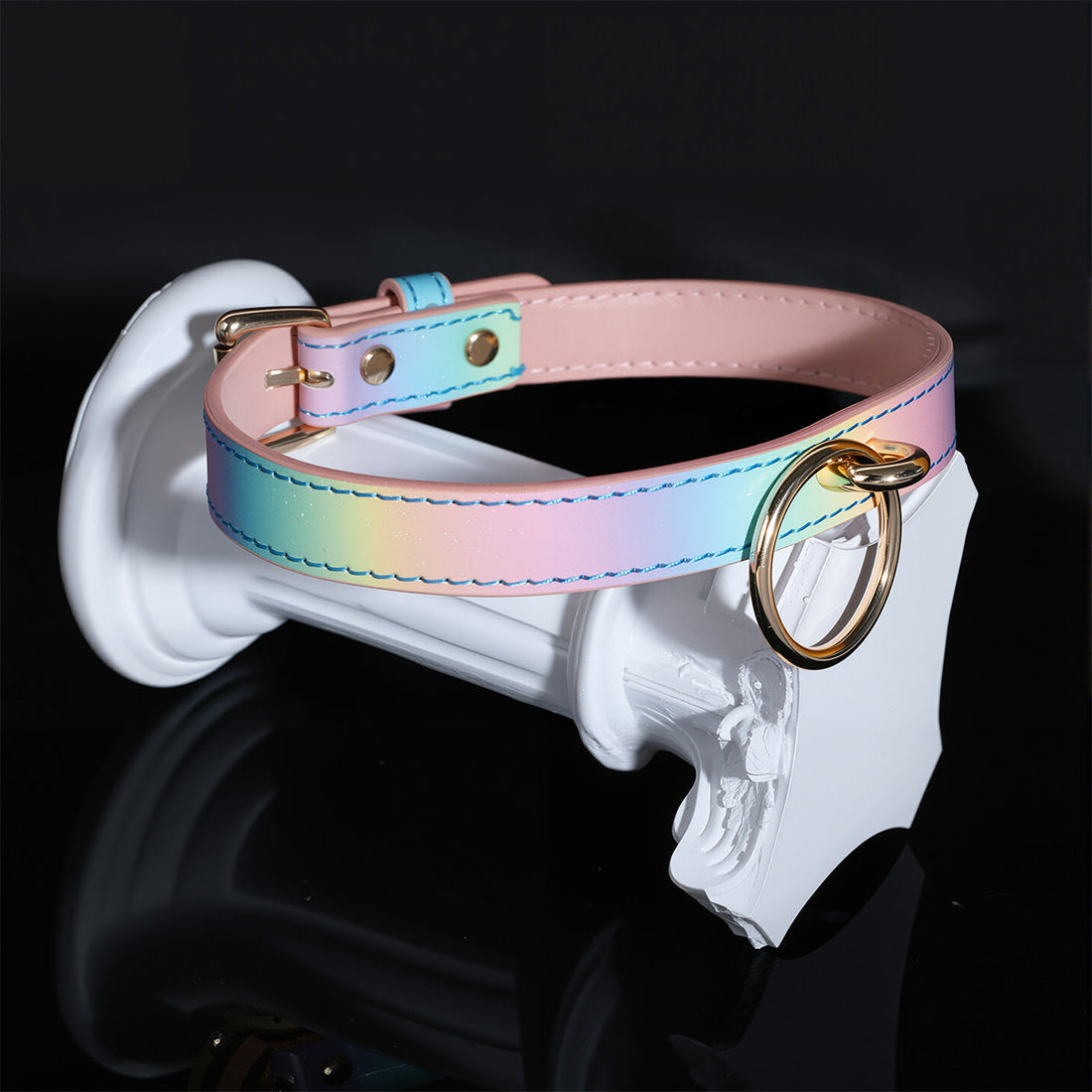 Collier BDSM Arc-en-Ciel avec Laisse Détachable