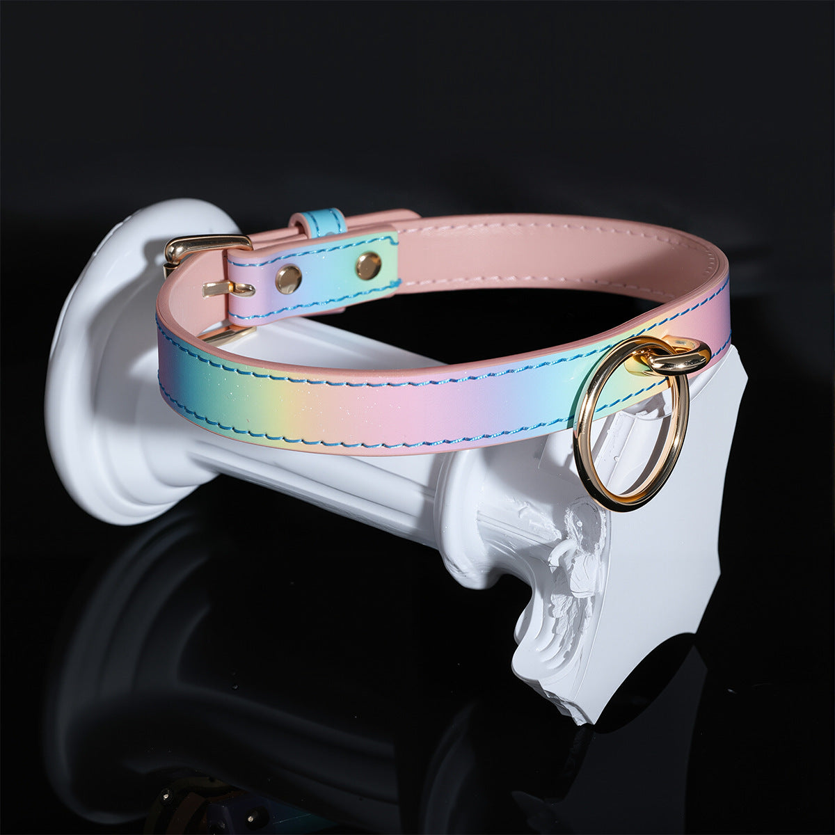 Collier BDSM Arc-en-Ciel avec Laisse Détachable