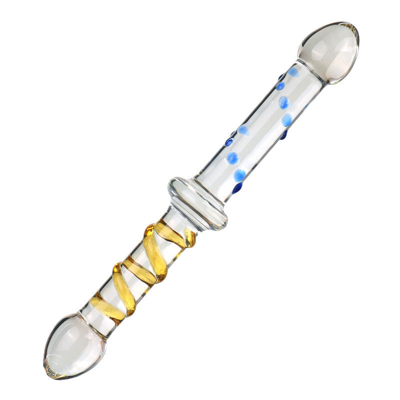 Gode Double en Verre avec Billes 23 cm