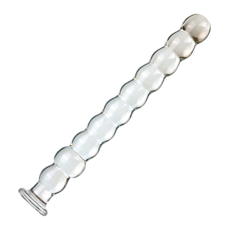 Double Gode en Verre Texturé Perlé 23 cm