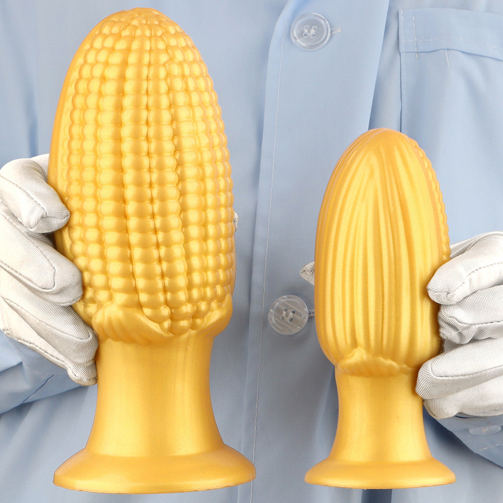 20,5 Cm Gros Plug Anal Maïs En Silicone Doré