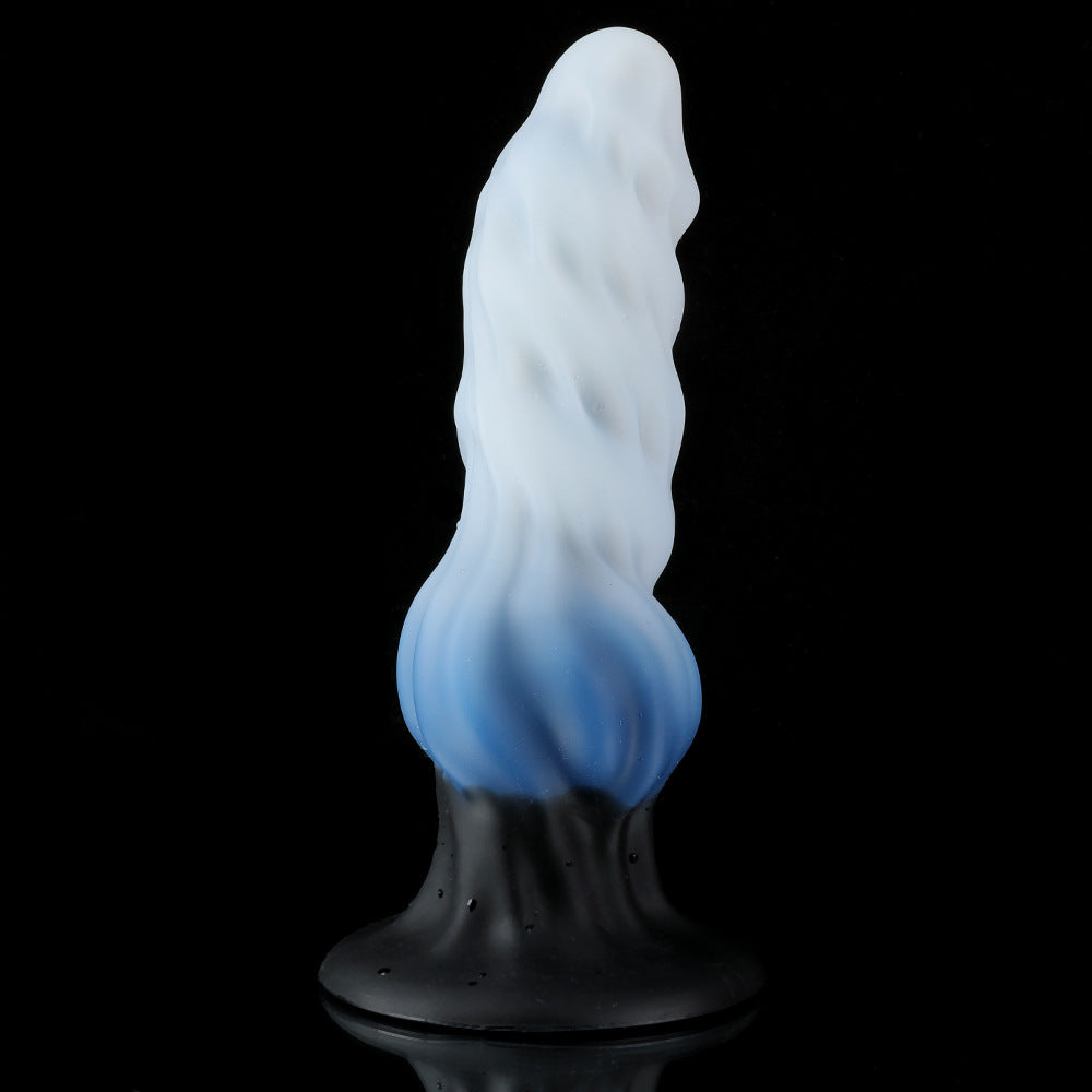 Gode Chien Fantasy Nervuré en Silicone avec Nœud 22 cm