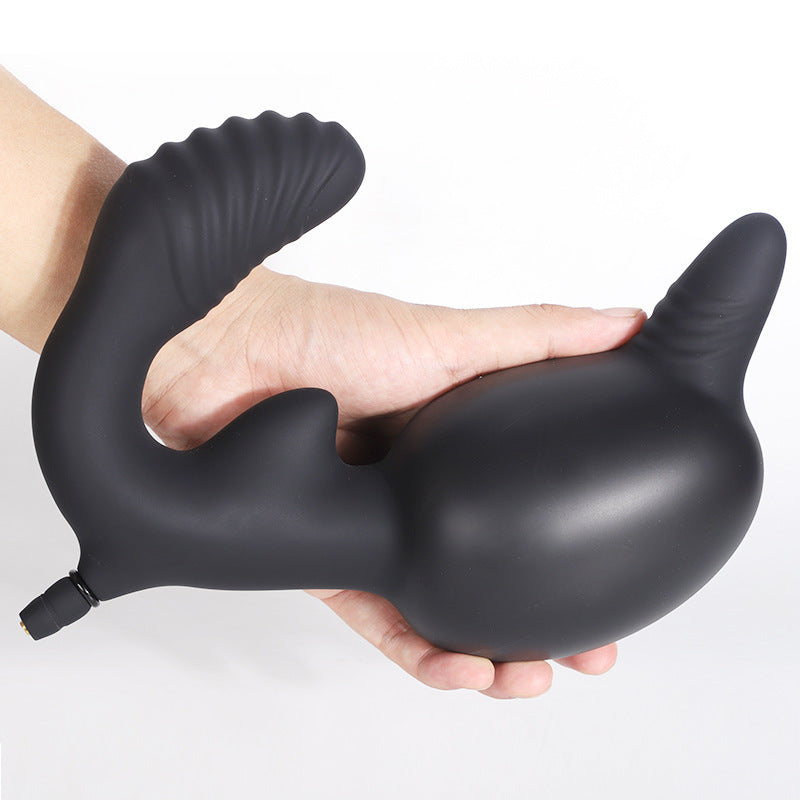 Gode Double Pénétration avec Plug Anal Gonflable