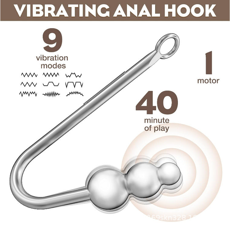 Crochet Anal Vibrant BDSM en Métal avec Boules