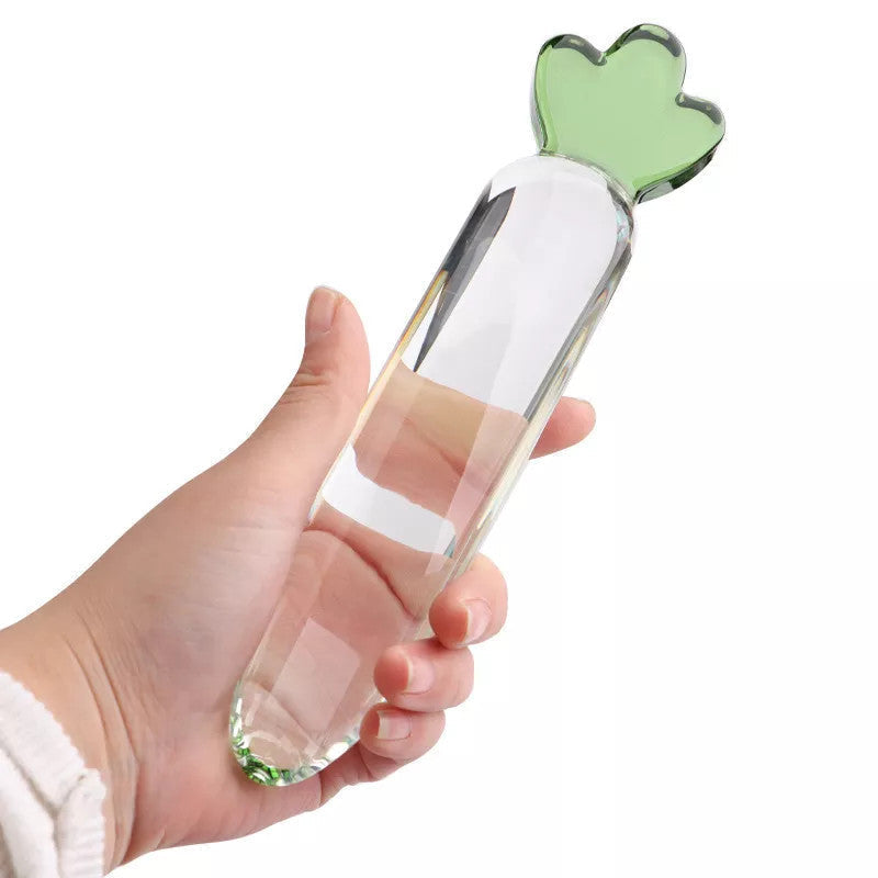Plug Anal Verre Carotte Transparent avec Poignée