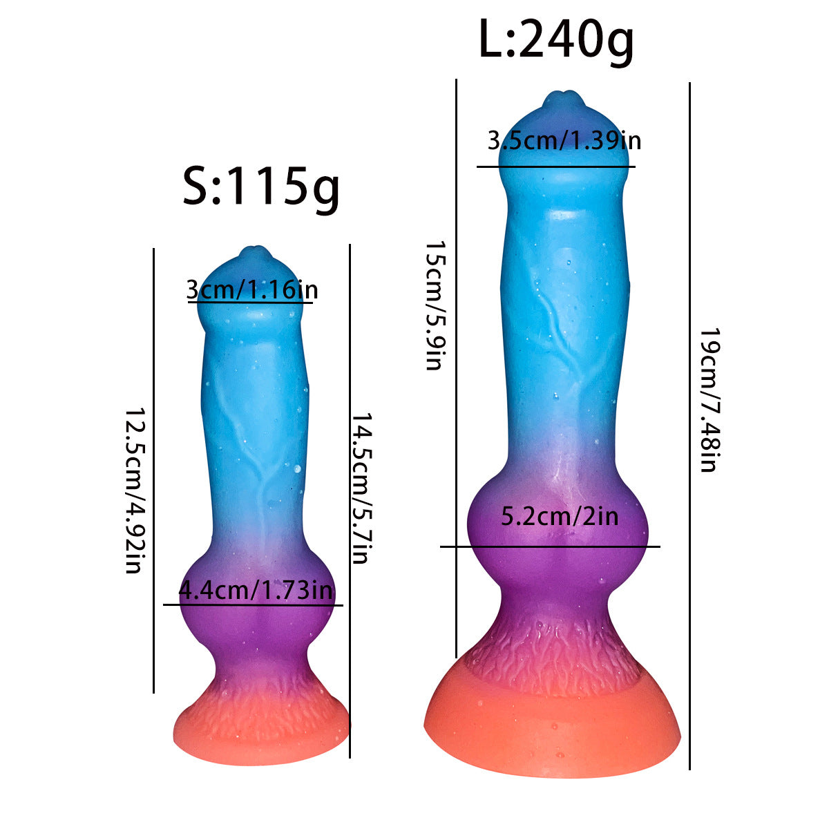 Gode Lumineux Chien à Nœud en Silicone19 cm