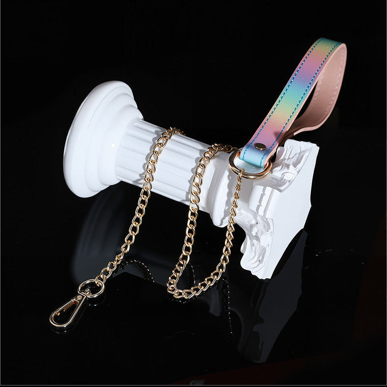 Collier BDSM Arc-en-Ciel avec Laisse Détachable