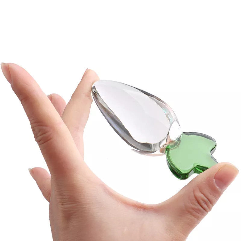 Plug Anal Verre Carotte Transparent avec Poignée