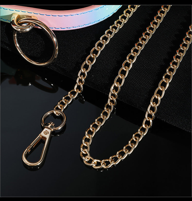 Collier BDSM Arc-en-Ciel avec Laisse Détachable