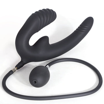 Gode Double Pénétration avec Plug Anal Gonflable