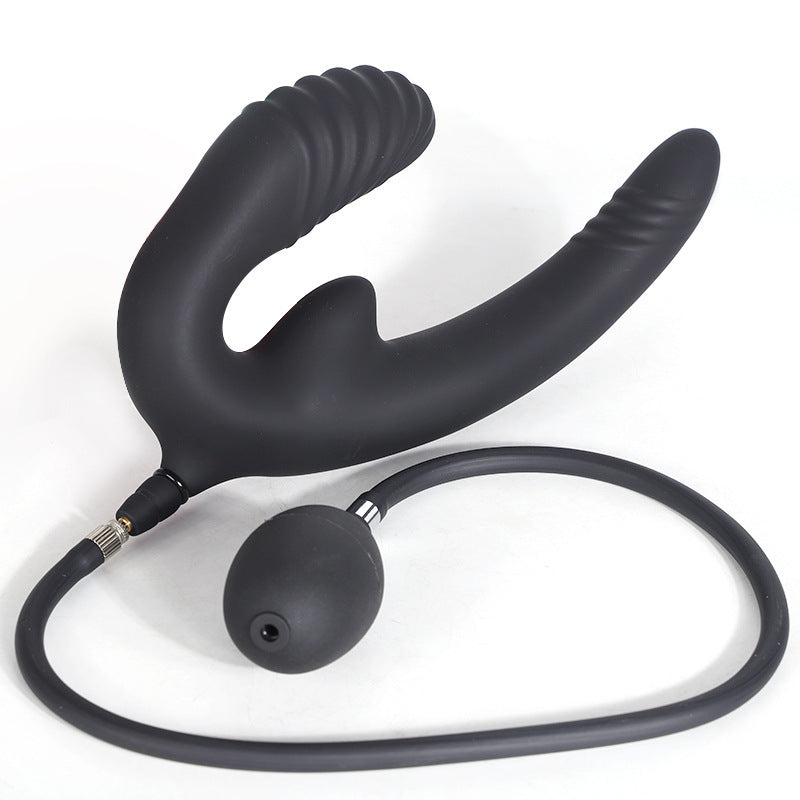 Gode Double Pénétration avec Plug Anal Gonflable