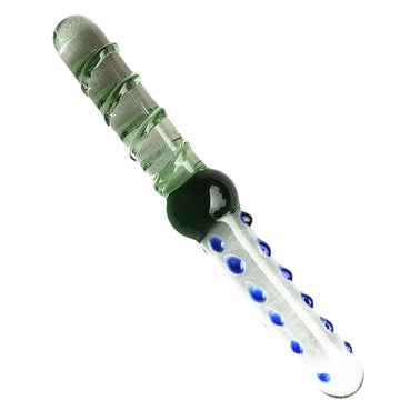 Gode Double Tete En Verre Texturé Vert Transparent