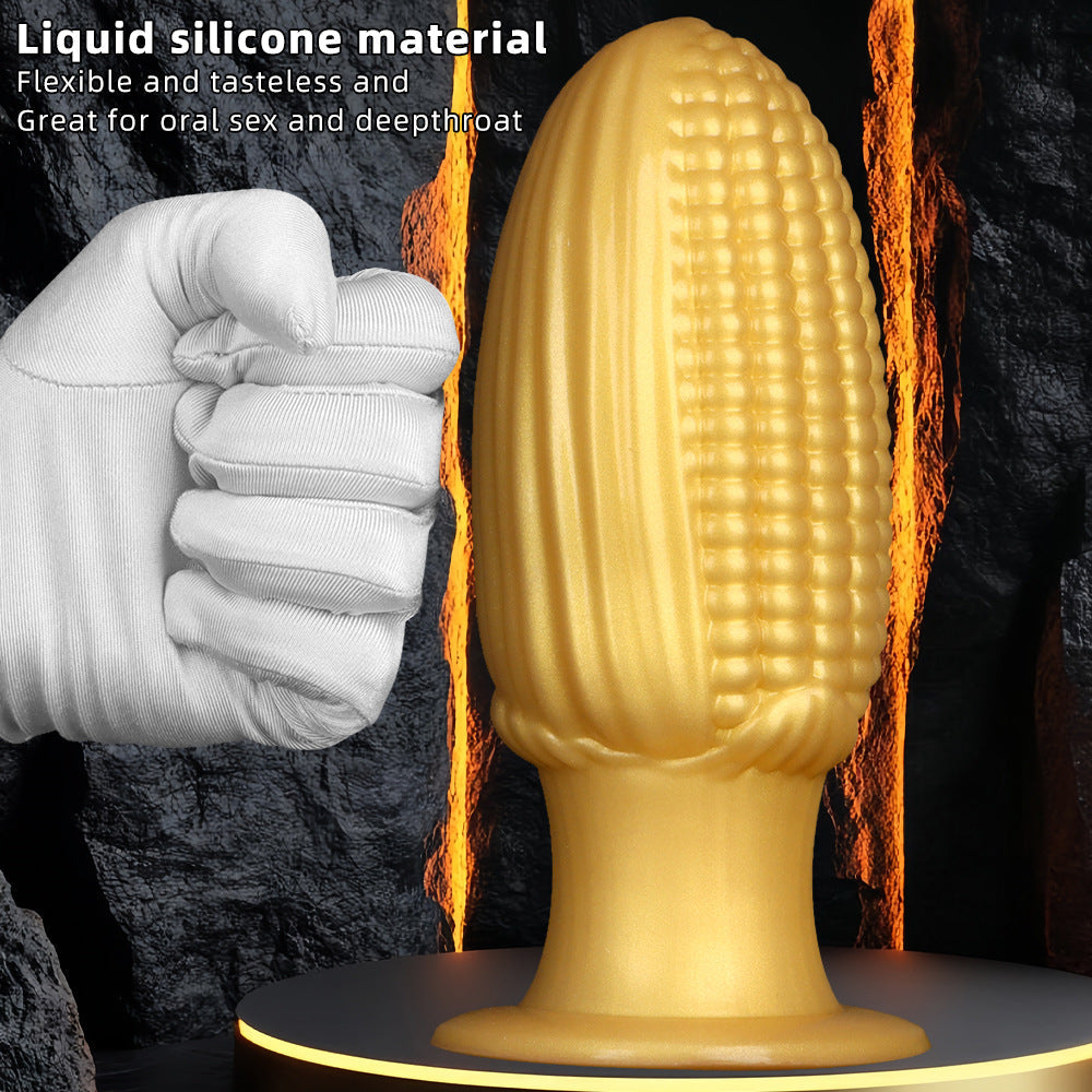 20,5 Cm Gros Plug Anal Maïs En Silicone Doré