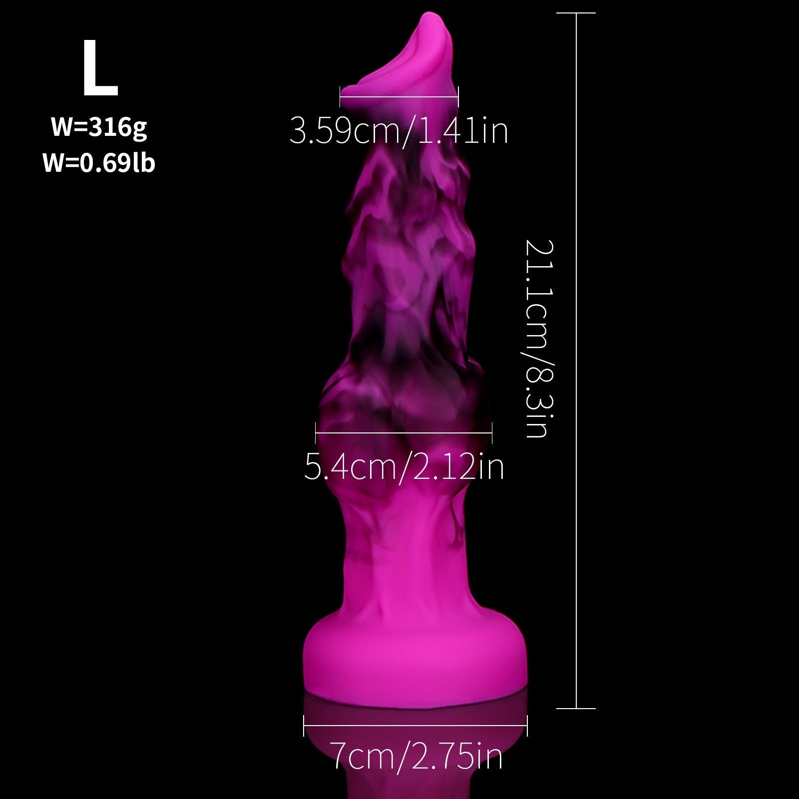Gode Animal Souple Loup Nœud XXL 25,5 cm