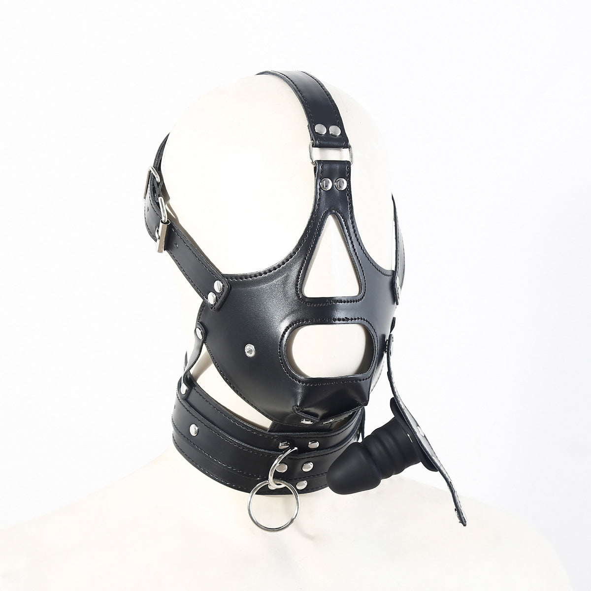 Masque BDSM Bâillon Gode Bondage Noir