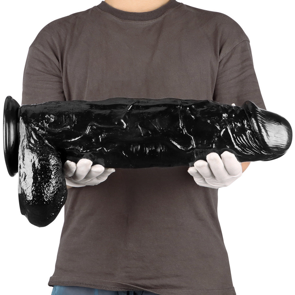 Gode Géant XXL Noir Réaliste Épais 46 cm