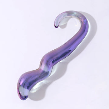 Gode en Verre Point G Violet Courbé 18 cm