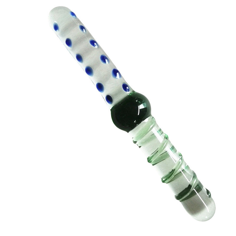 Gode Double Tete En Verre Texturé Vert Transparent