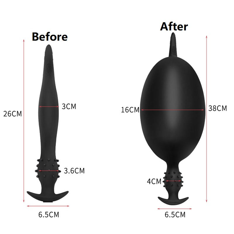 Noir Fin Picots Silicone Plug Anal Gonflable
