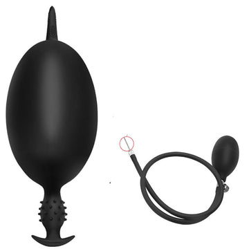 Noir Fin Picots Silicone Plug Anal Gonflable