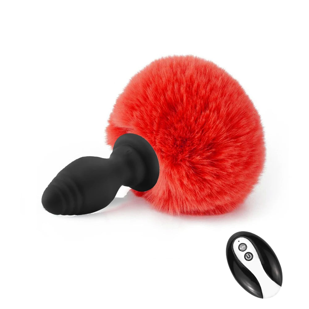 Plug Queue de Lapin Vibrant avec Télécommande