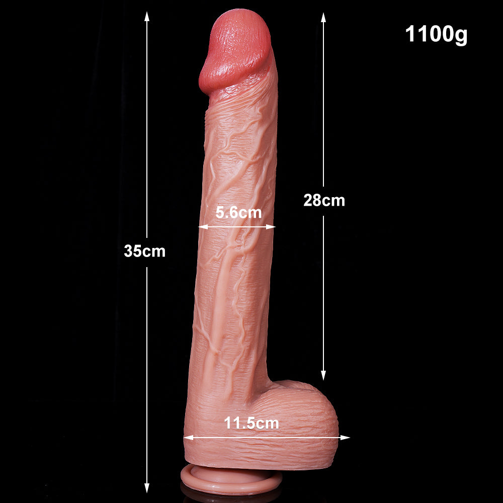 35 cm XXL Mamba Noir Silicone Gode Réaliste