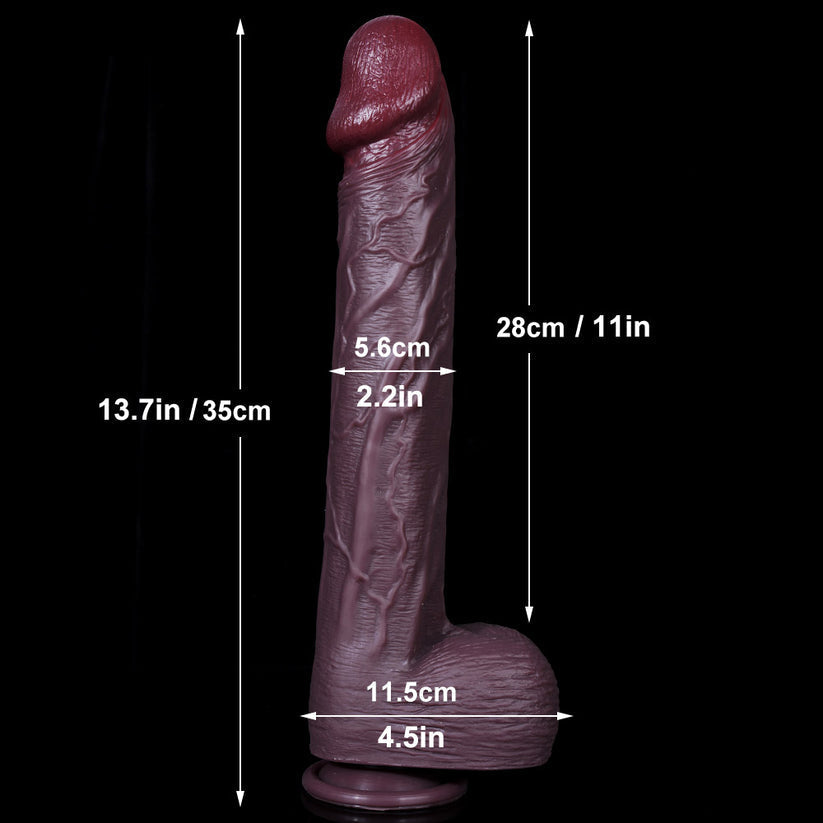 35 CM Mandingo Noir Réaliste Gode Long