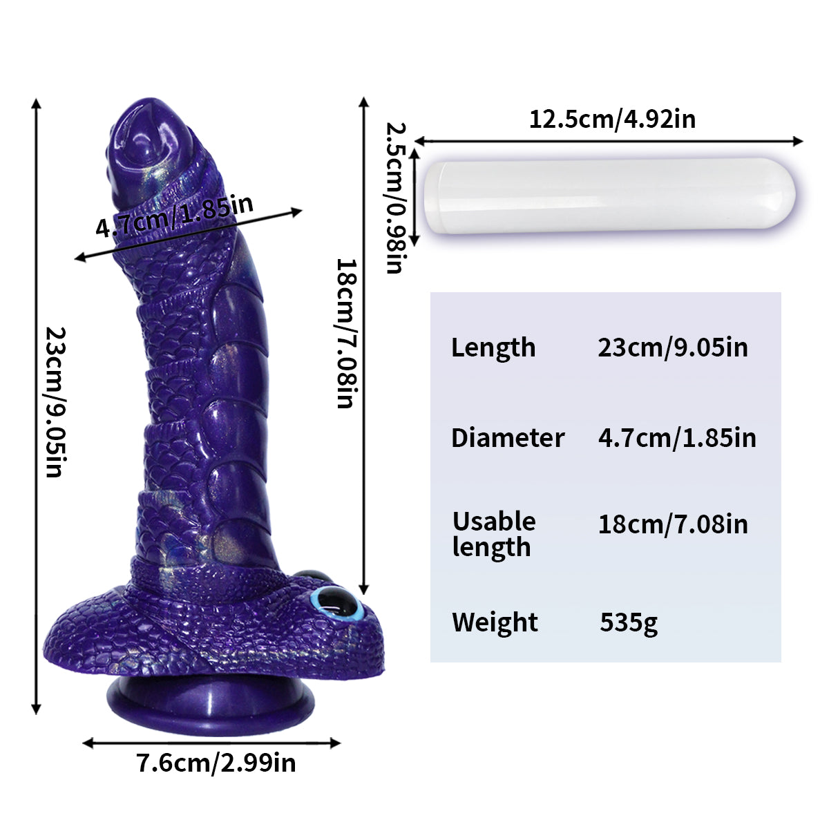 Gode Serpent Vibrant Violet en Silicone 23 cm