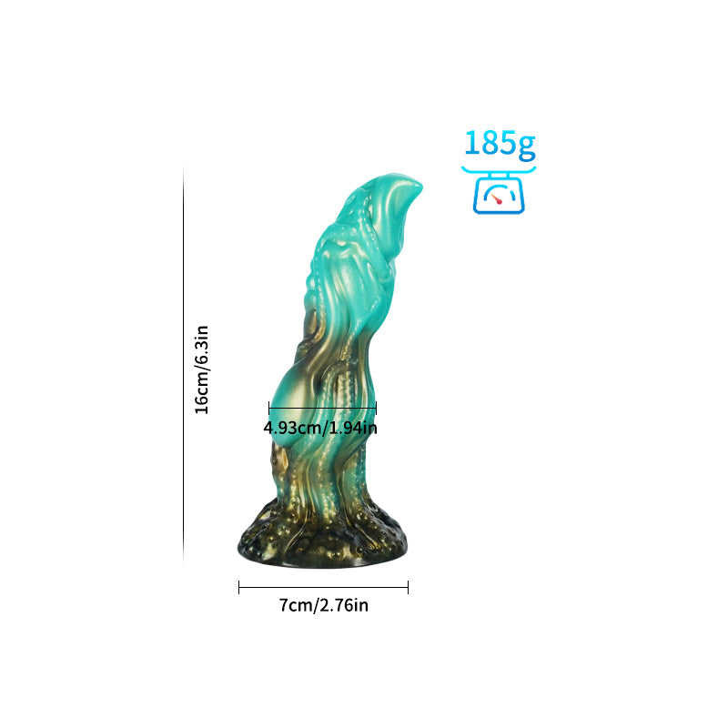 Vert Alien Courbé Texturé Gode Pieuvre Tentacule