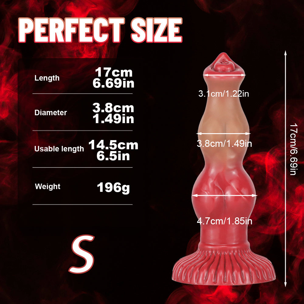 Gode Chien Rouge en Silicone Fantasy à Nœud
