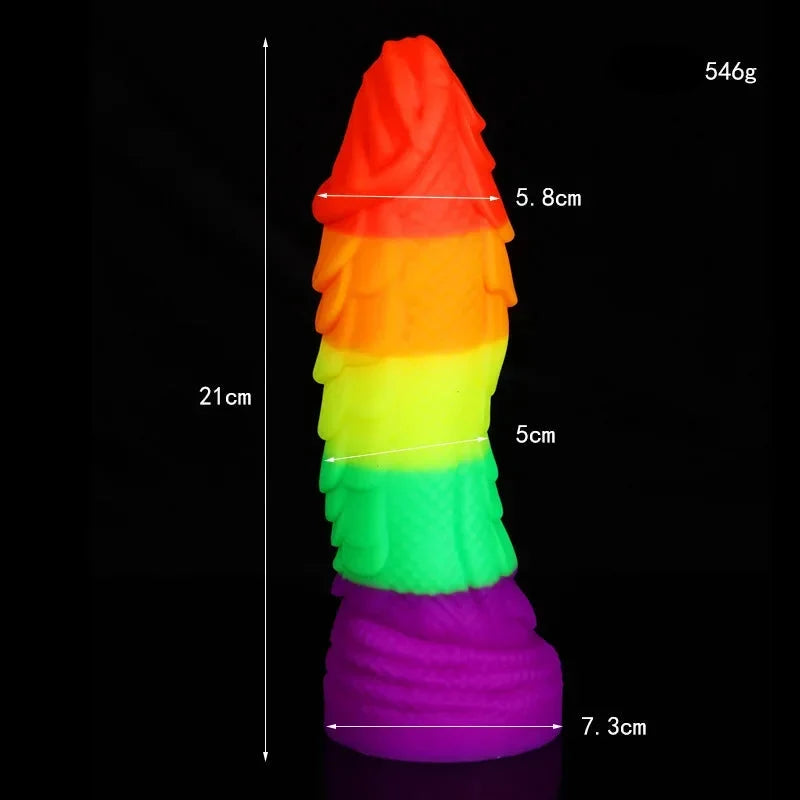 Gode de Dragon Arc-en-Ciel Fantasy Epais 21 cm